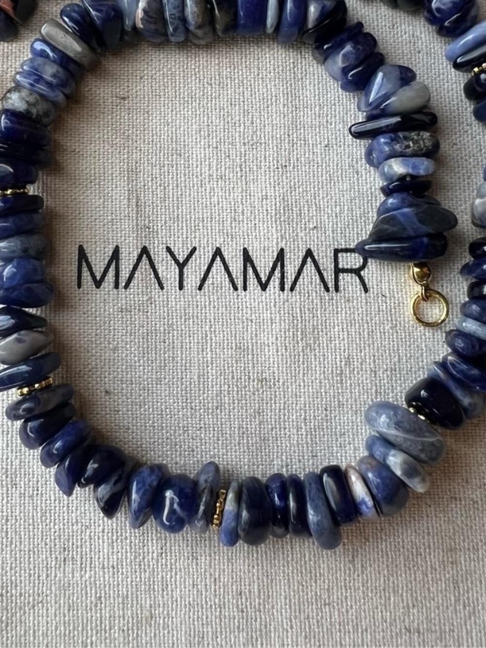 Mayamar Blue Lapis Natural Beaded Necklace with Gold Accents(NWT)